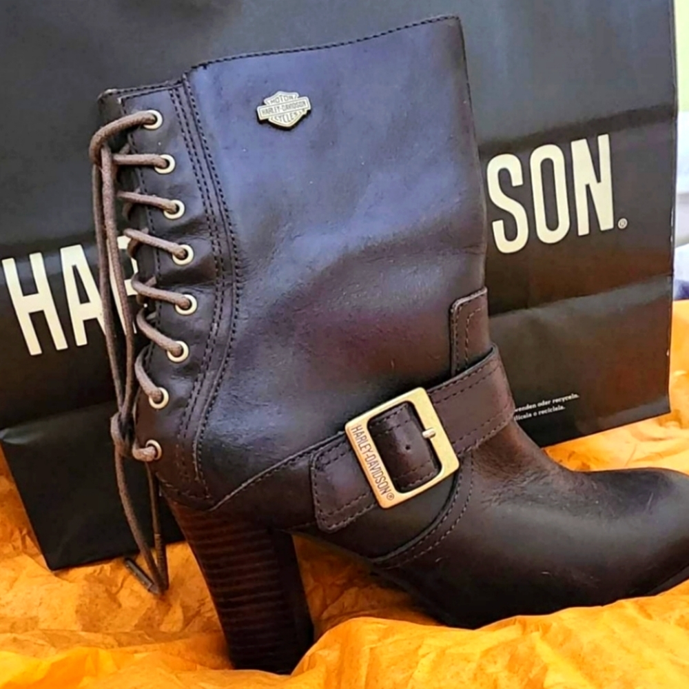 HARLEY DAVIDSON 🔥 BRAND NEW! LADIES SIZE 7 BOOTS 🔥 GORGEOUS 😍 BROWNIE BROWN
